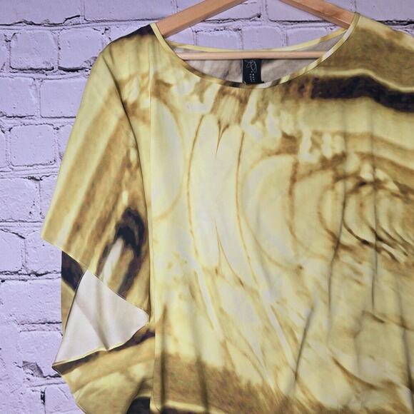 Zero Maria Cornejo Resort 2011 Silk Yellow Print Asymmetrical Dress Size 8 - Picture 4 of 11